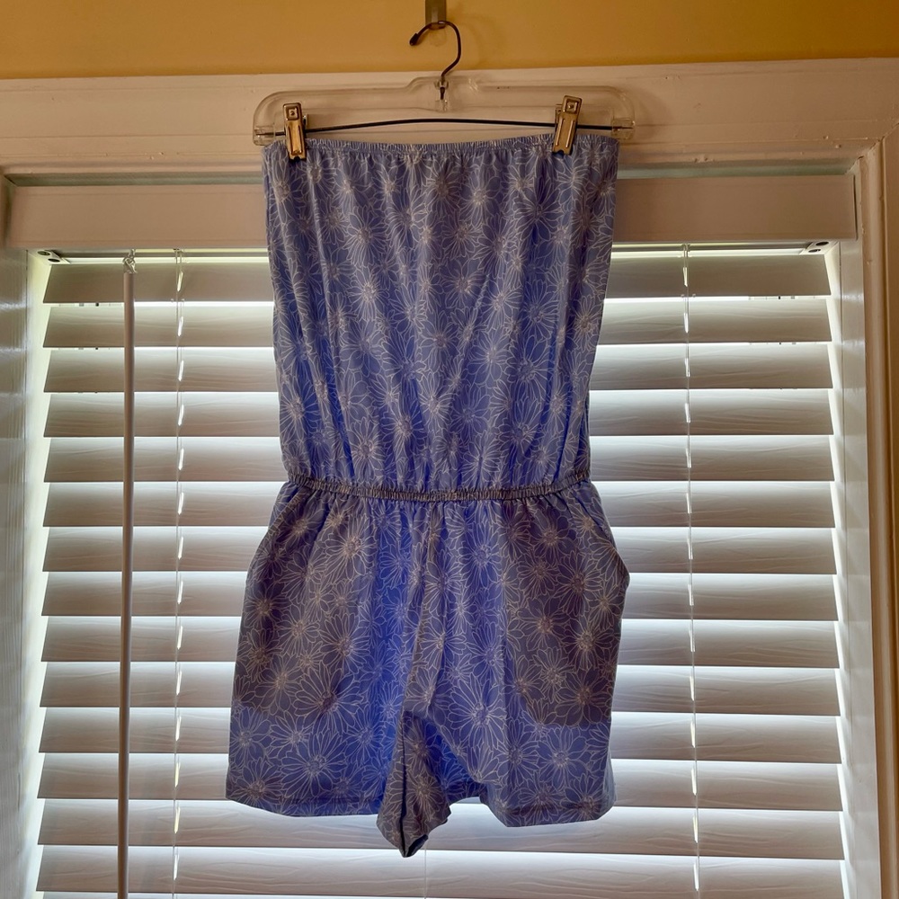 Light Blue Forever 21 Floral Romper